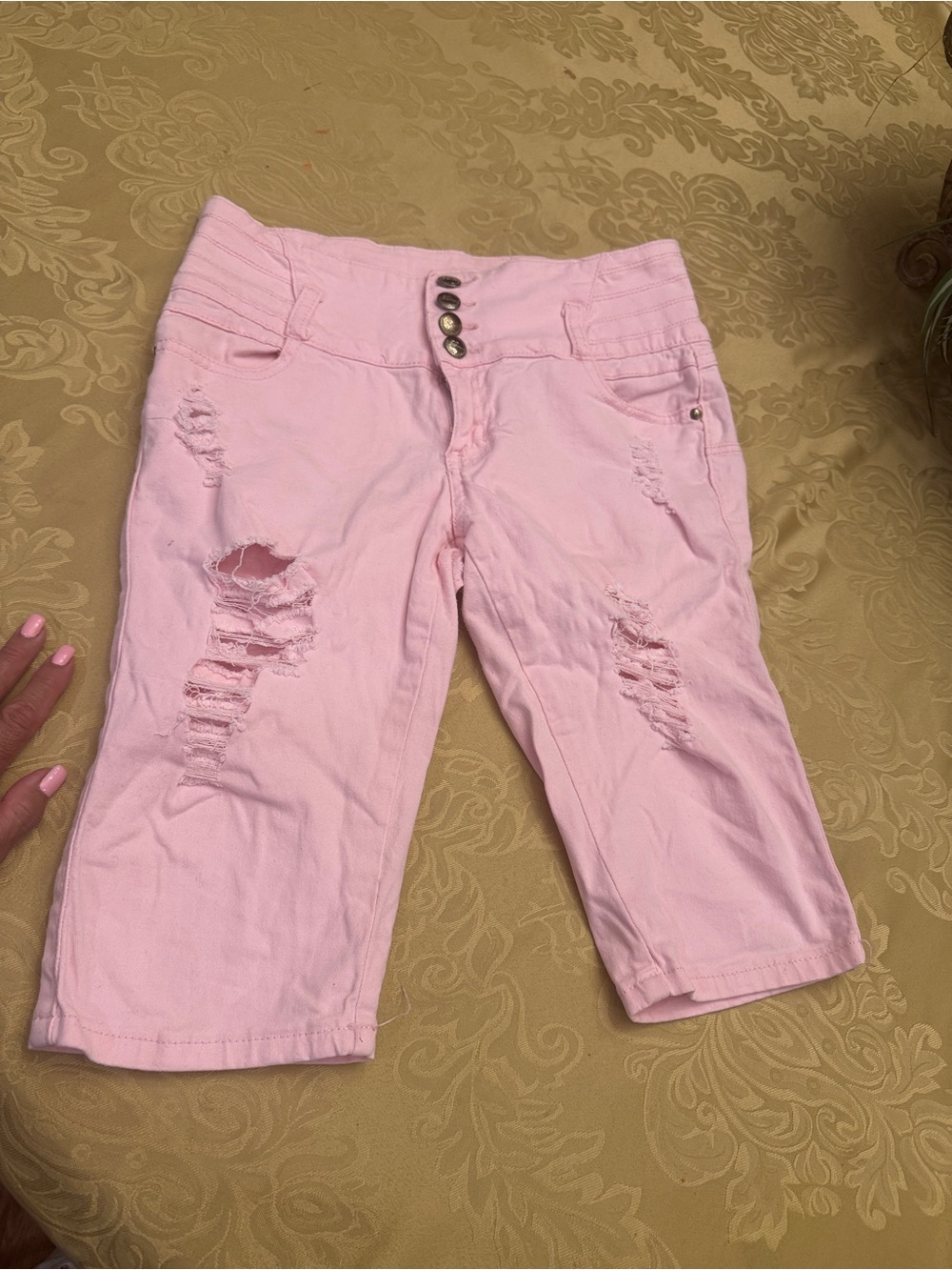 Roma studio butt lift Pink Distressed Women’s Mid-Length shorts size 7